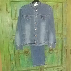 St. John - Denim Jacket and Pants w/Bling